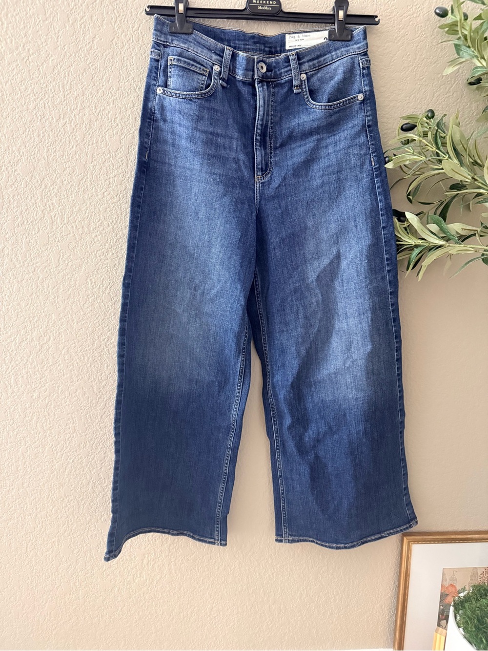 rag & bone Wide-Leg High-Rise Blue Jeans - Picture 2 of 6
